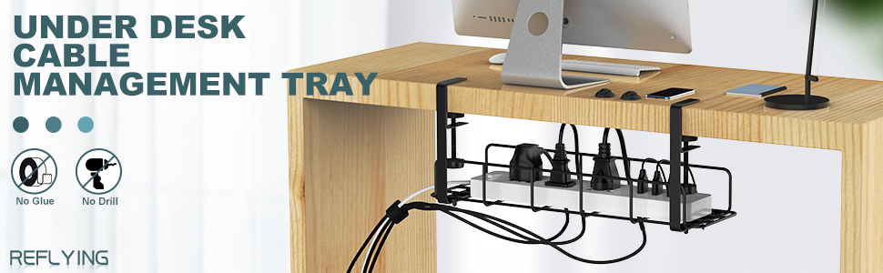 Stocked Metal Cable Tray Pack of 2 Cable Duct Desks for Streamlined Cable Arrangement