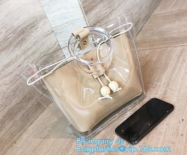 reusable eco friendly tote transparent pvc shopping bag, shopping cluth PVC beach bag with zipper, eco-freindly Promotio