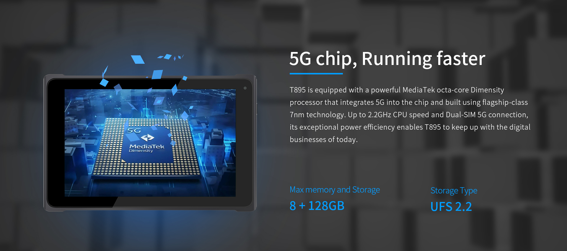 1- 8 Inch Industrial Android Tablet PC with 5G USB Type-C Capacitive Screen GSM NFC