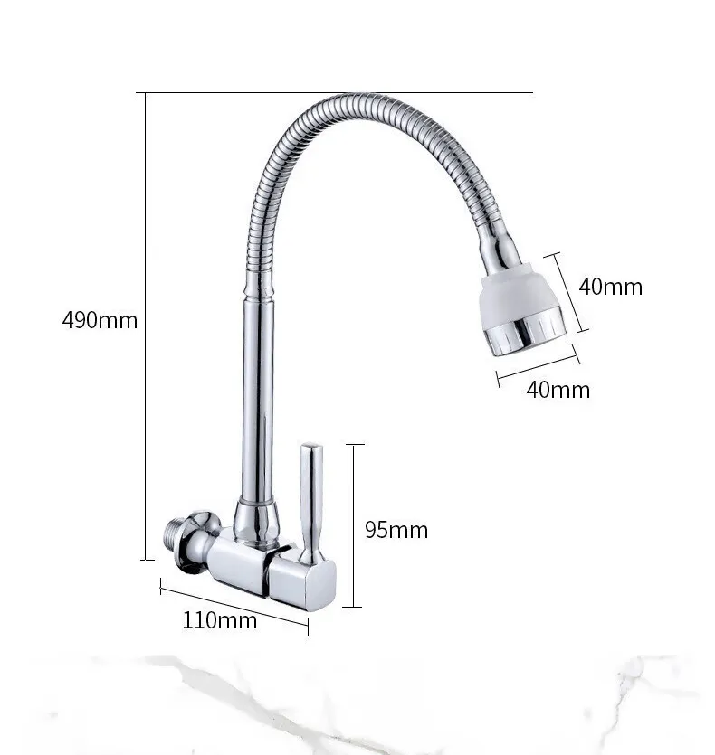 Single Handle Wall Mounted Cold Water Faucet Brass Body Kitchen Sink Tap For OEM Market