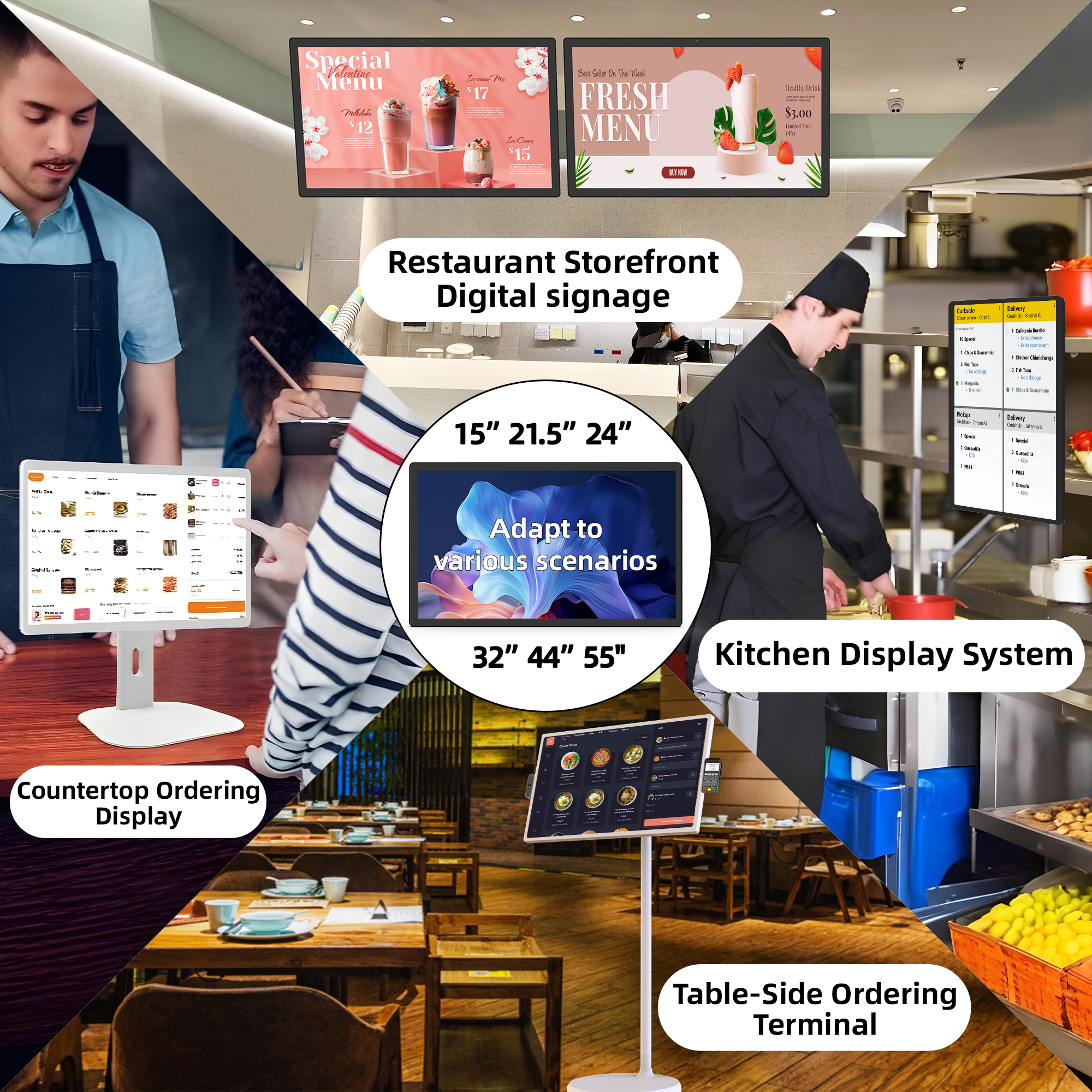 2025 RK3568 Android11 Tablet 21" 1920*1080 250cd 16:9 Portable Tv for Restaurant Device/retail Kiosk Control Hub/order Interface