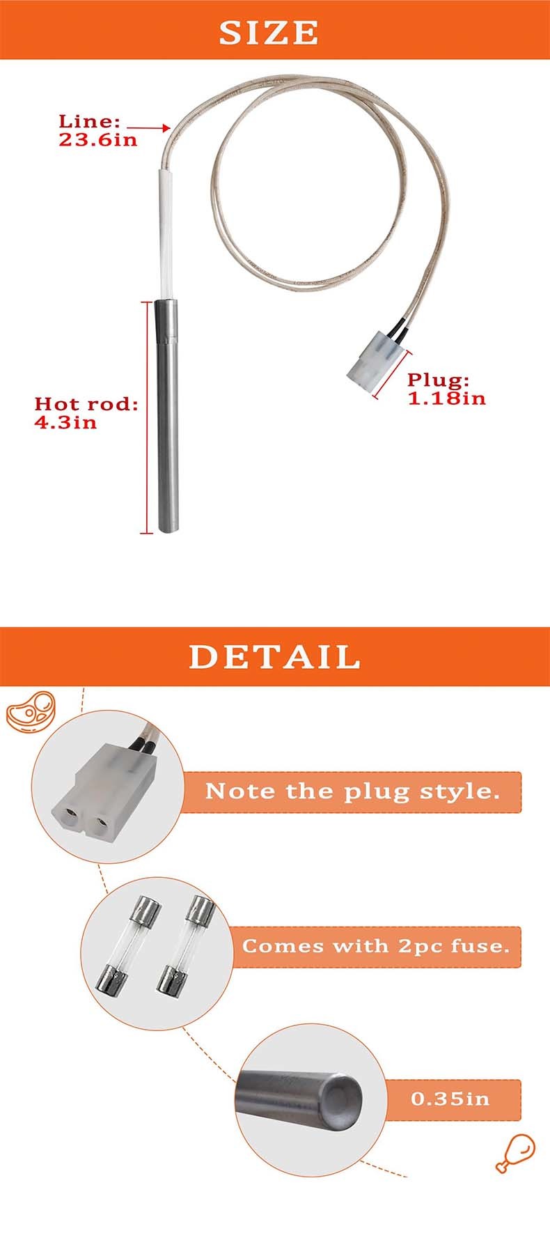 Portable Igniter for Lil′ Tex Elite Electric BBQ Grill SH001g 50W-10kw Voltage 12-380V