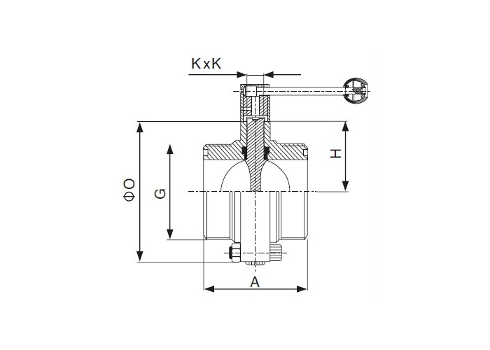 Dimension of Sanitary Threaded Butterfly Valve – SMS Series
