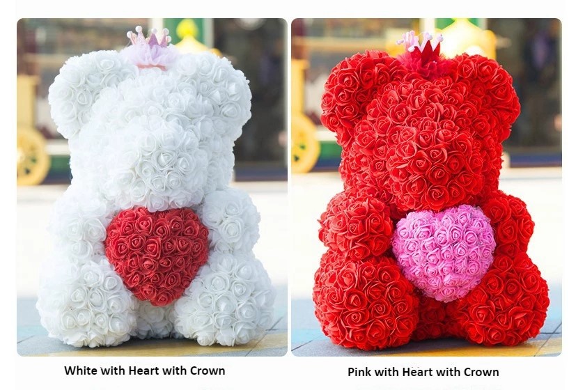 Crazy selling gift foam rose teddy bear Factory Price Artificial Flower Gaint Teddy Bear