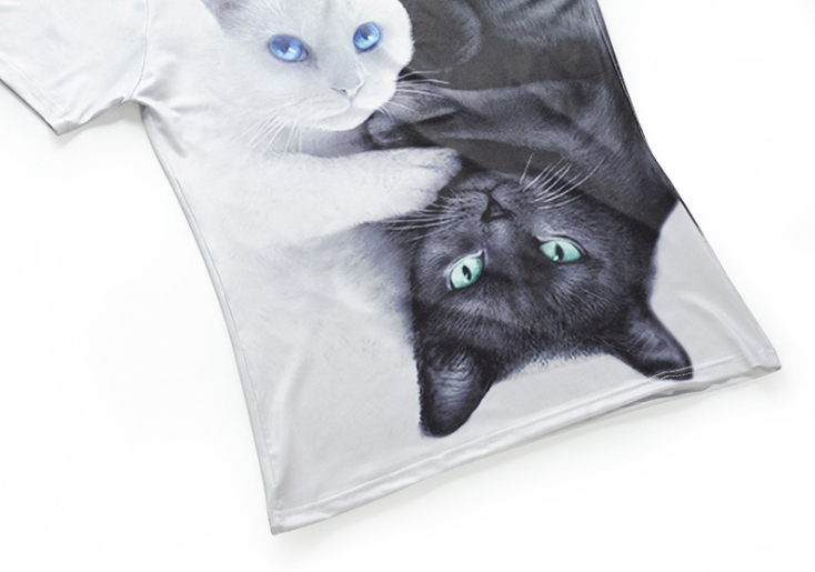 Casual 3d Animal Print T Shirts / Dye Sublimation T Shirts Round Neck
