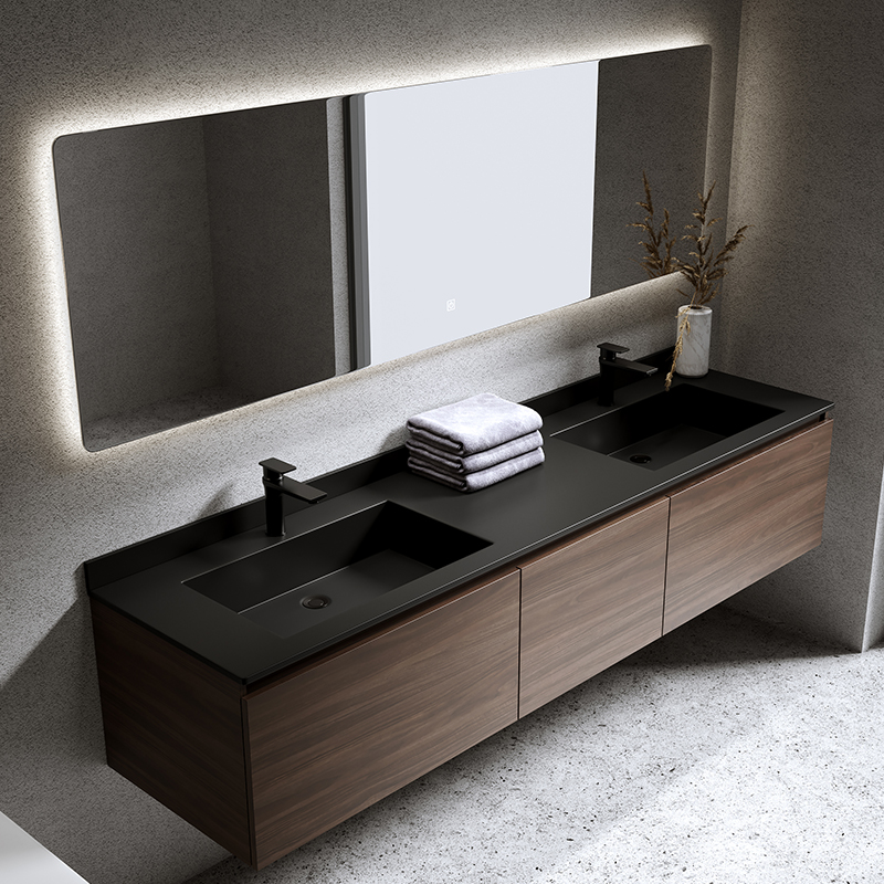 Customized Designs Wall Mounted Double Sink Bathroom Vanity Furniture for in Market