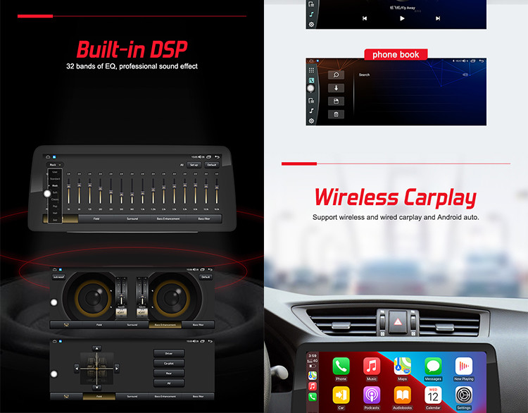 4G DSP Universal Car Stereo , Wireless Carplay Car Multimedia Player 12.3 Inch