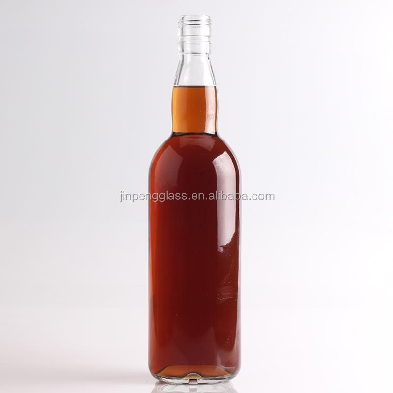 Engraved Tequila Glass Bottle at 750ml 1 Liter with Round Shape and Cork Sealing Type