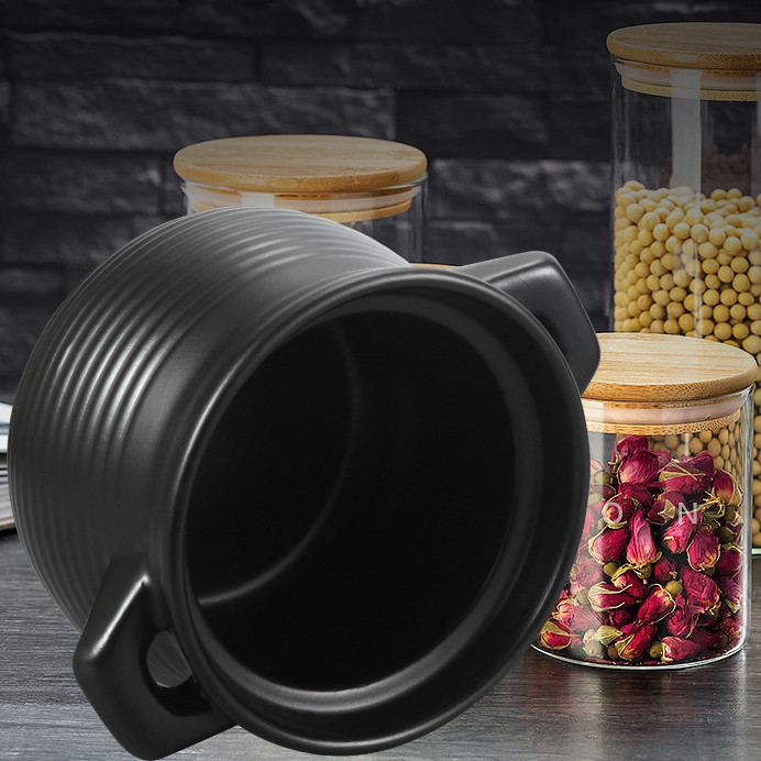 OEM Black Casserole Cooking Pot Ceramic Soup Pot With Lid
