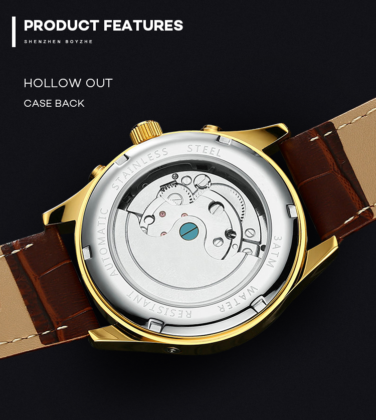 Wind Up Mechanical Wrist Watch Water Resistant High Hardness Glass