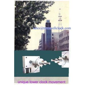 clocks tower and movement mechanism with night illumination support lights on