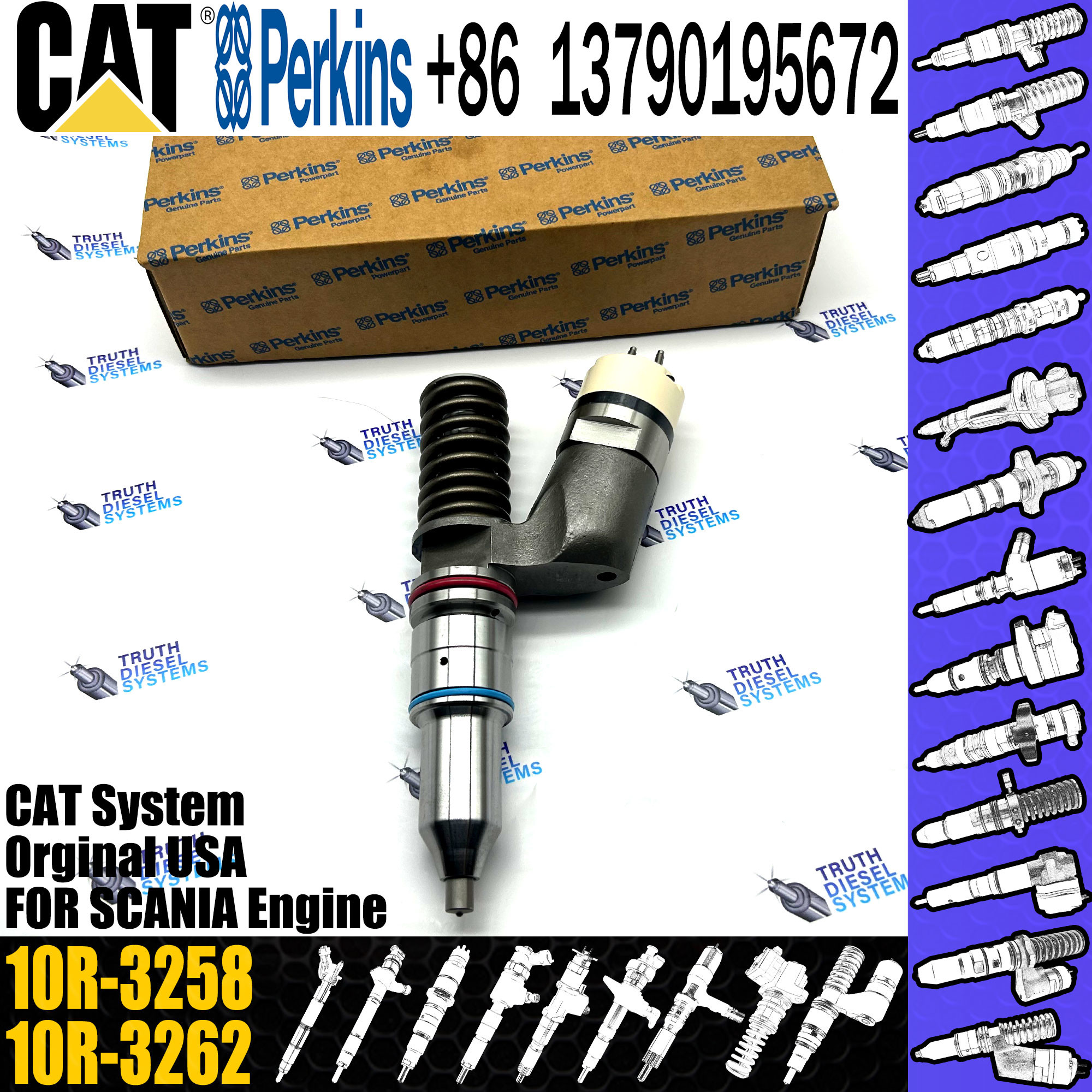 Excavator Inyectores Common Rail Diesel fuel Injector 2501309 250-1309 10R3258 10R-3258 for caterpillar cat c13