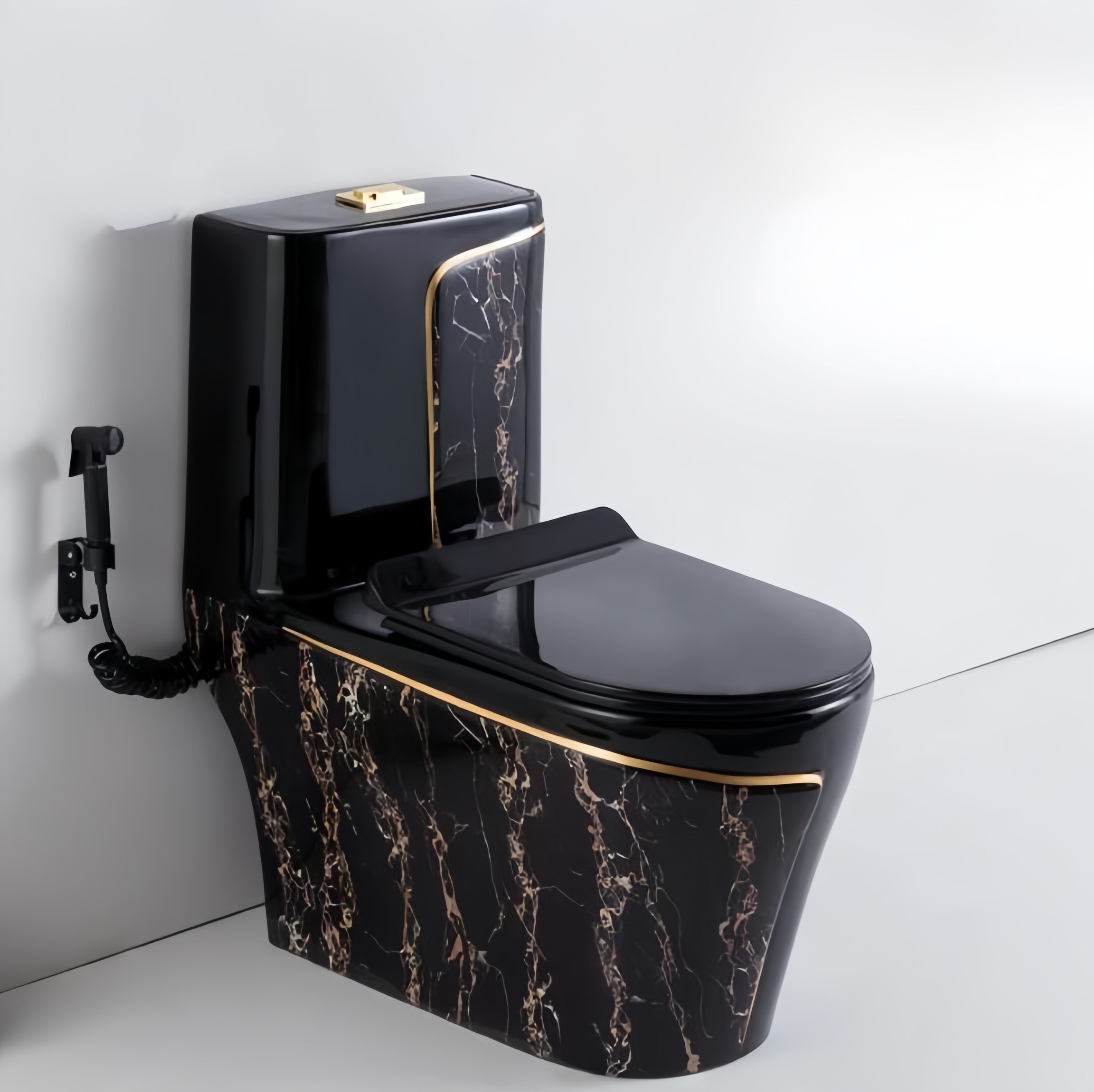 Advantages of Environmental Glaze in Black Stone One Piece Toilet with Dual-Flush