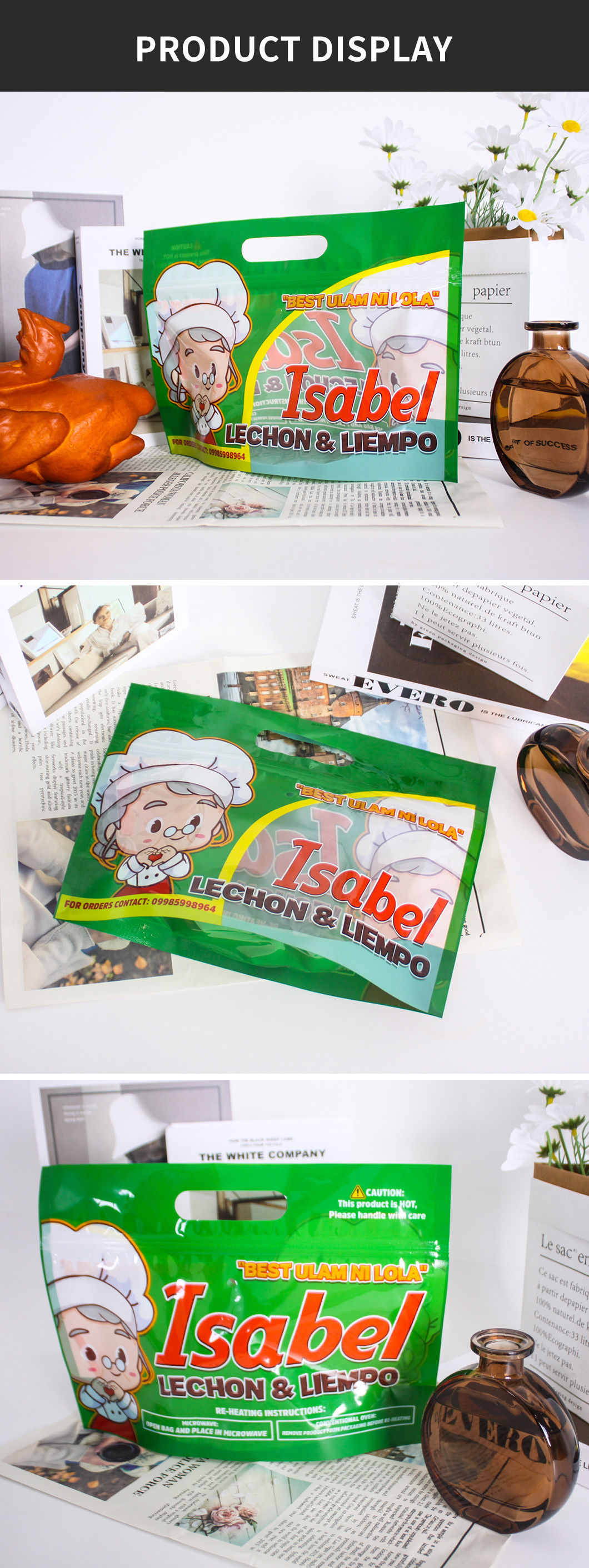 Microwave Safe Roast Chicken Packaging With Resealable Zipper Seal