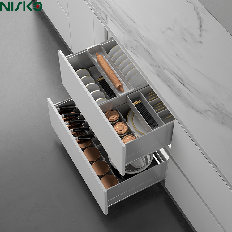 2-Tier Pull-Out Multi-Functional Kitchen baskets Organizer with Adjustable Sliding Trays