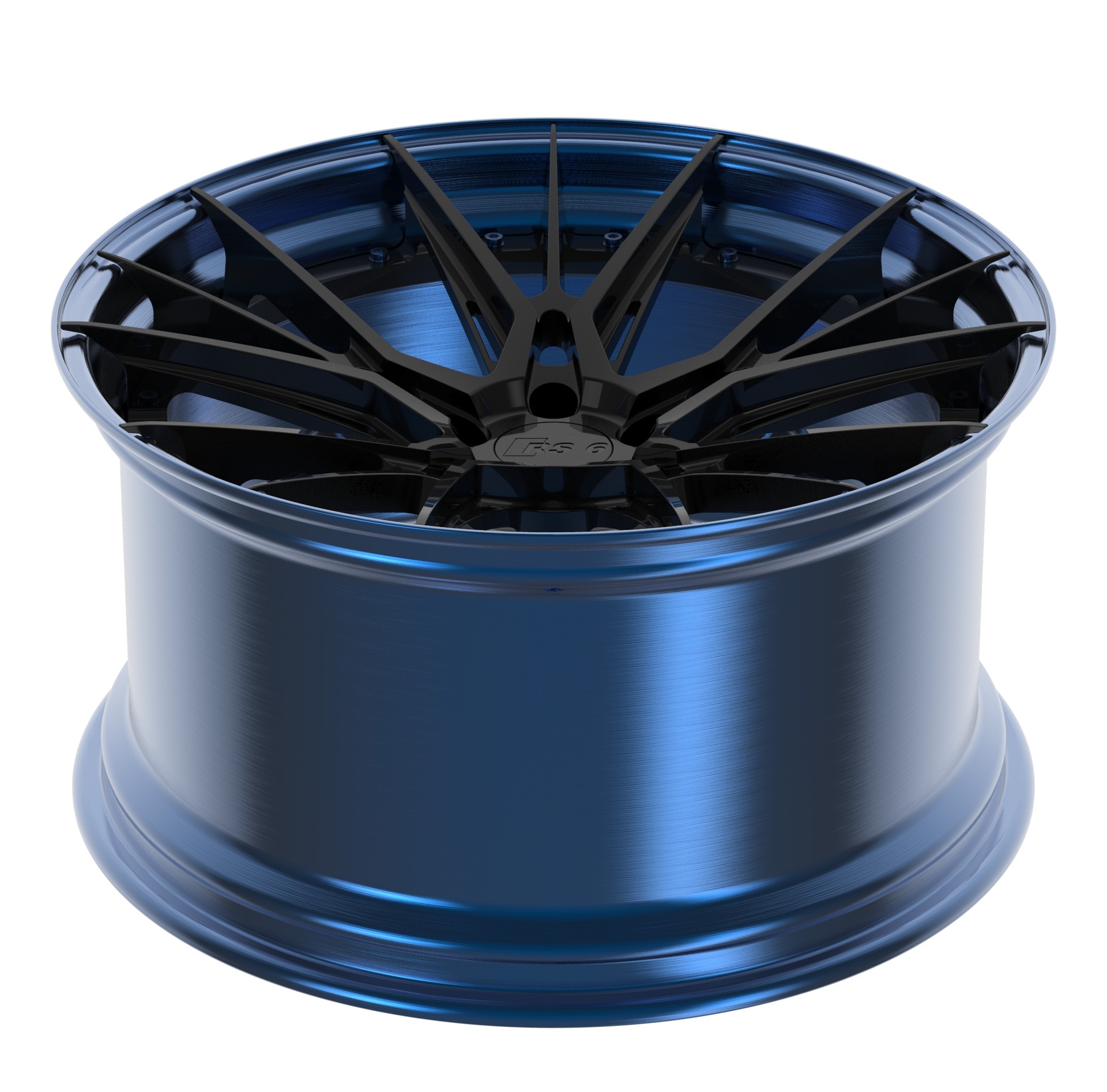 21 Inch 2Piece Forged Aluminum Alloy Wheels Polished Blue Lip Gloss Black Disc