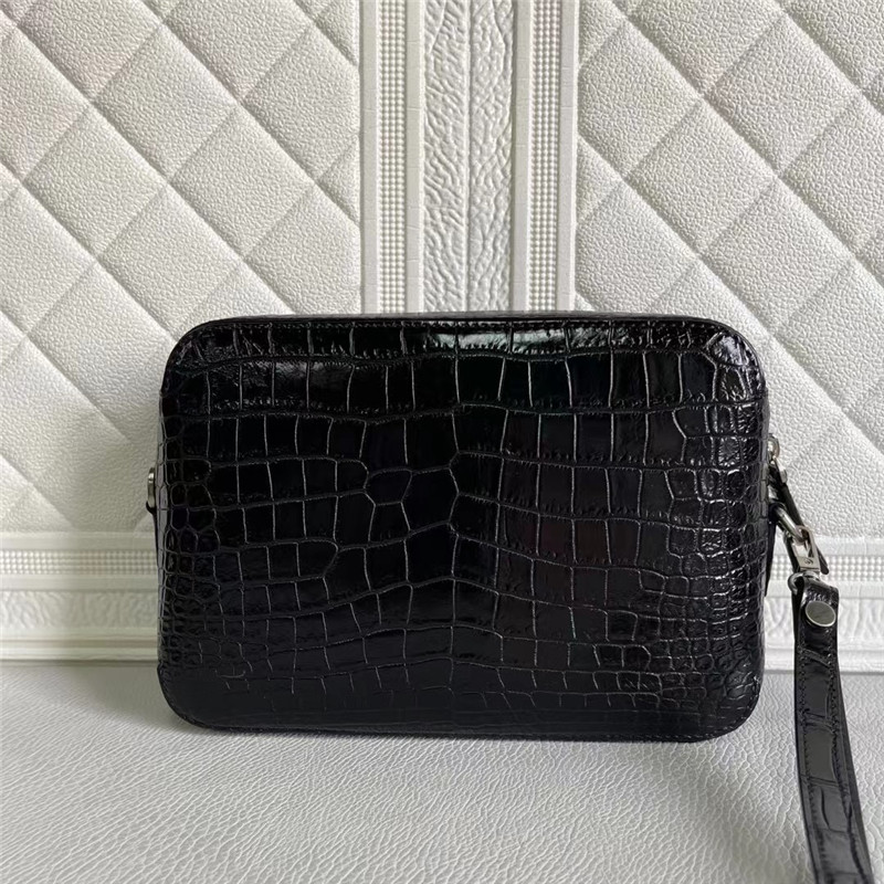 Genuine Crocodile Belly Skin Men Small Flap Bag Waistlets Clutch Purse Exotic Real Alligator Leather Male Shoulder Bag