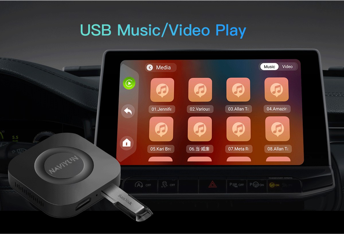5V±0.2V 1.0A Power Input Carplay AI Box 8GB 128GB Built-in GPS Wifi Wireless Streaming Box