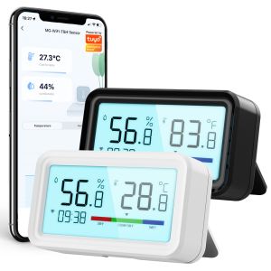 Wifi Indoor Hygrometer Thermometer Sensor With Backlight Remote App Voice Alexa