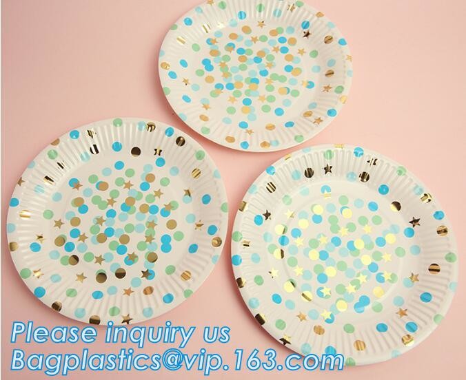 Party supplies, custom printing table rose gold paper biodegradable dinner disposable plate,Compostable Eco Friendly Env