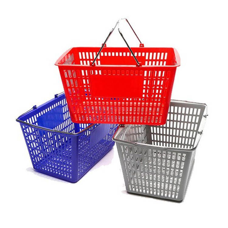 Durable Plastic Hand Shopping Basket 450*330*250mm For Pharmacy Supermarket Grocery Store