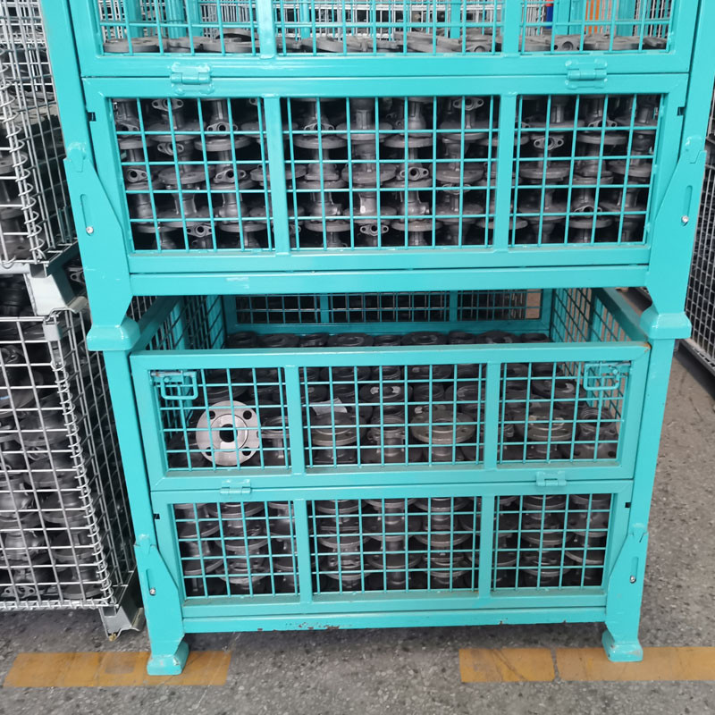 Material Box Warehouse Storage Pallet Box Storage Mesh Bins Customized Powder Coating