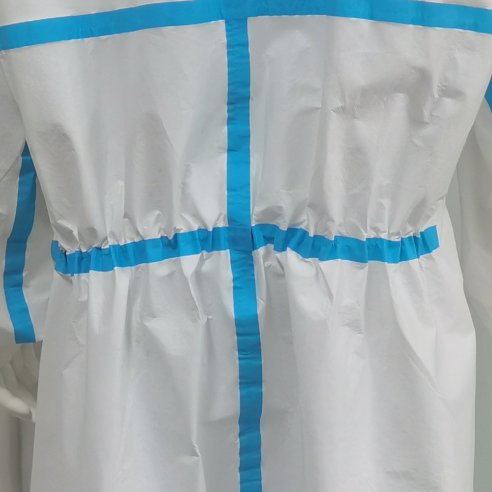 China Factory ISO PP+PE White Disposable Type5&6 Coveralls with Tape