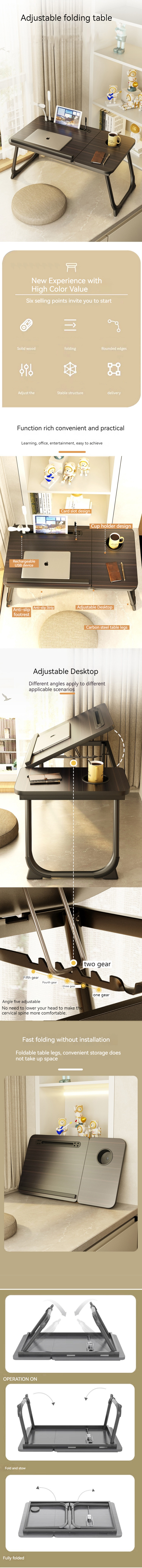 USB bed laptop desk foldable dormitory lazy desk children's learning desk small table