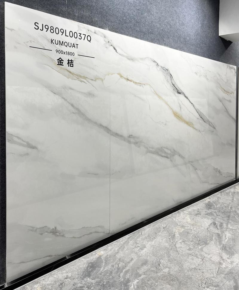Stunning Carrara White Polished Porcelain Glazed Indoor Floor Tiles And Non-Slip Tile For Dining Room And Office 900x1800x9mm