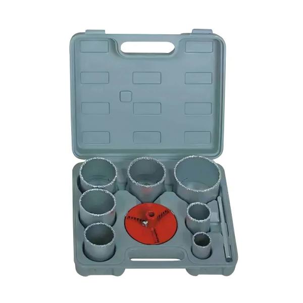 9PC Tungsten Carbide Gritted Hole Saw Kit / Holesaw Set 2-1/4 Inches Cutting