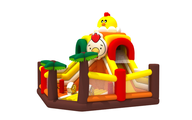 0.55mm Pvc Inflatable Fun Park Chicken Cartoon Theme Inflatable Bouncy Castle Dry Slide