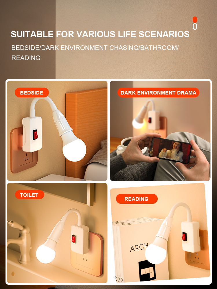 Button Switch LED Energy-saving Light Bulb Bedside Wall Lamp for Bedroom AC220V Lighting