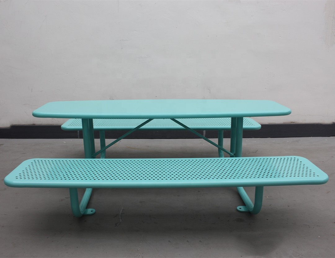 Small Waterproof Rustproof Outdoor Picnic Tables Perforated Steel Material For Kids