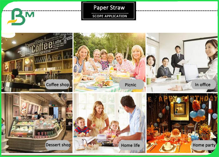 No Plastic Drinking Straws Paper Material 15mm White & Colored Paper