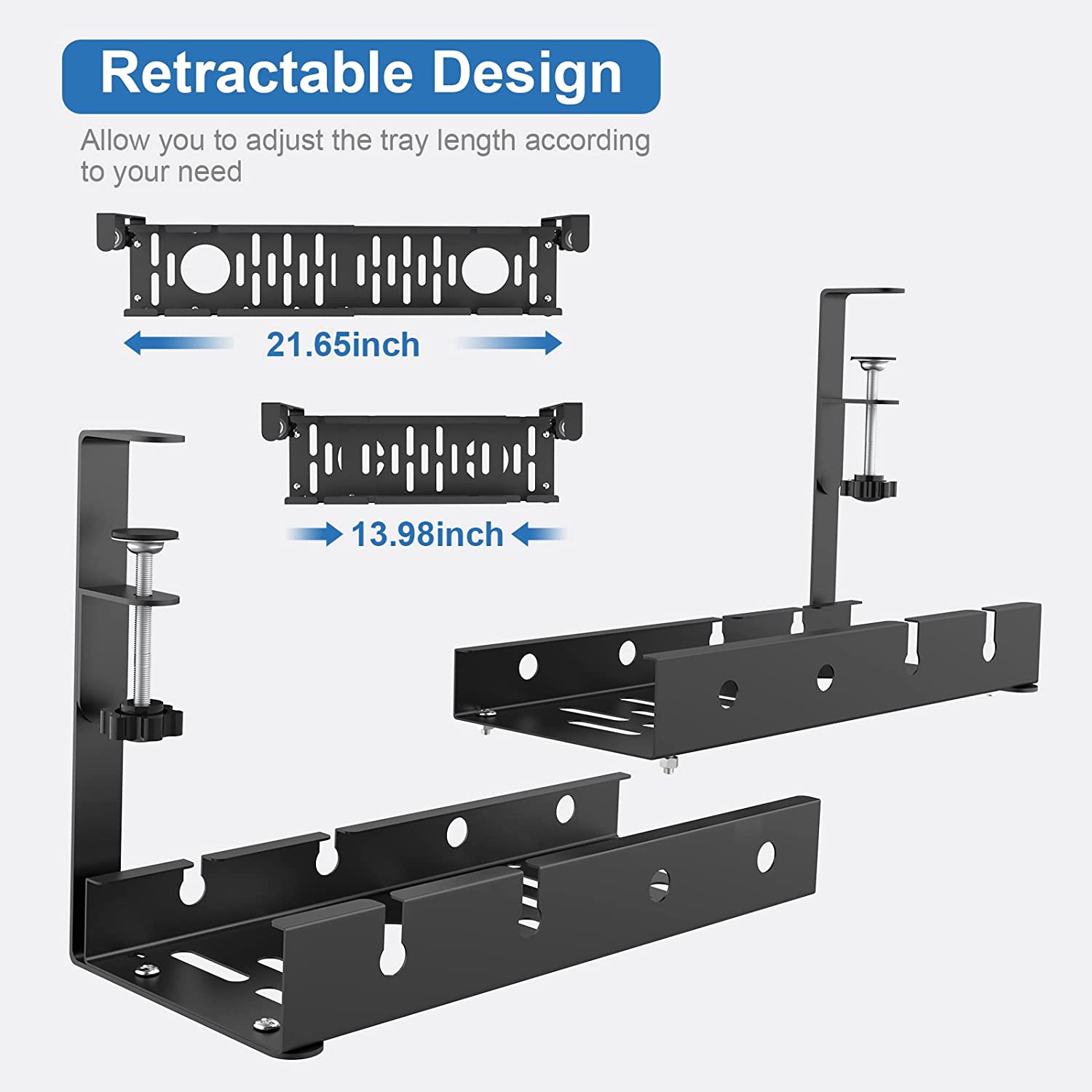 Tidy Standing Type White Cable Management Tray for Home Office No Drilling Required