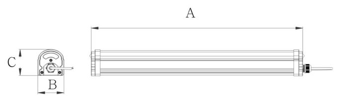 5ft Slim LED Tri Proof Light 50W 160Lm/W Full Plastic Batten IP65 for Parking Lot