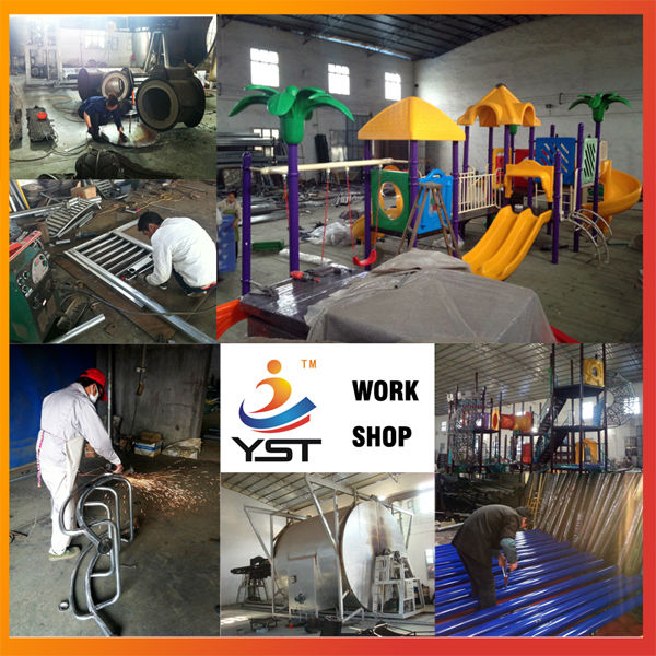 Rainbow Wooden Playground Equipment Galvanized Steel Pipe CE Approved