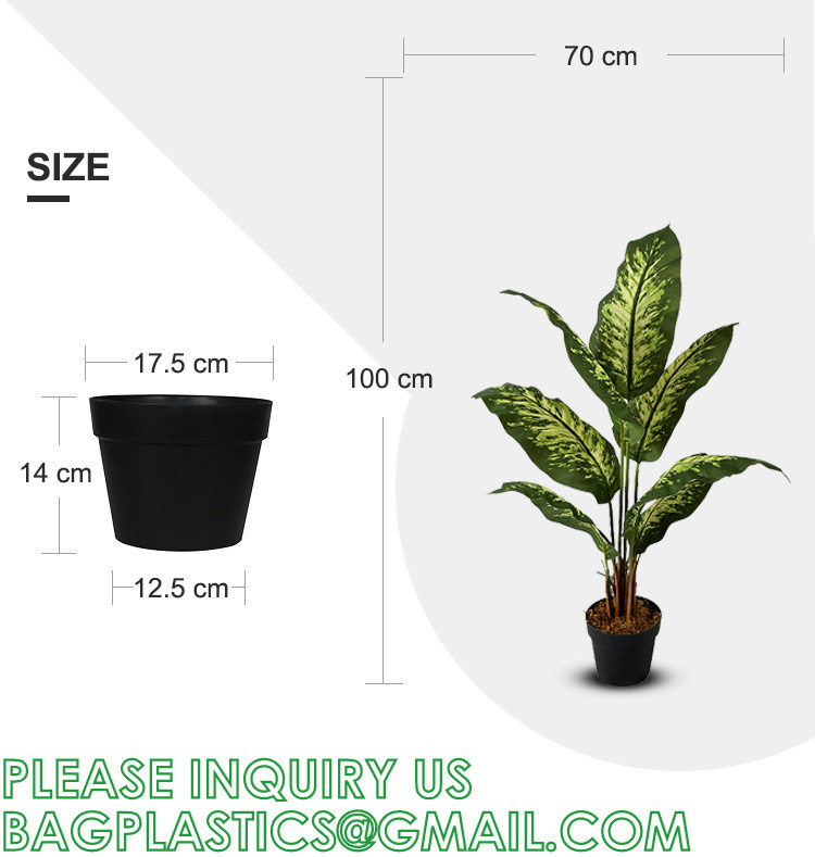 Artificial Green Dieffenbachia Plant 2 Pack - Faux Indoor Plant Spray - EverGreen Greenery For Home Or Office Decor
