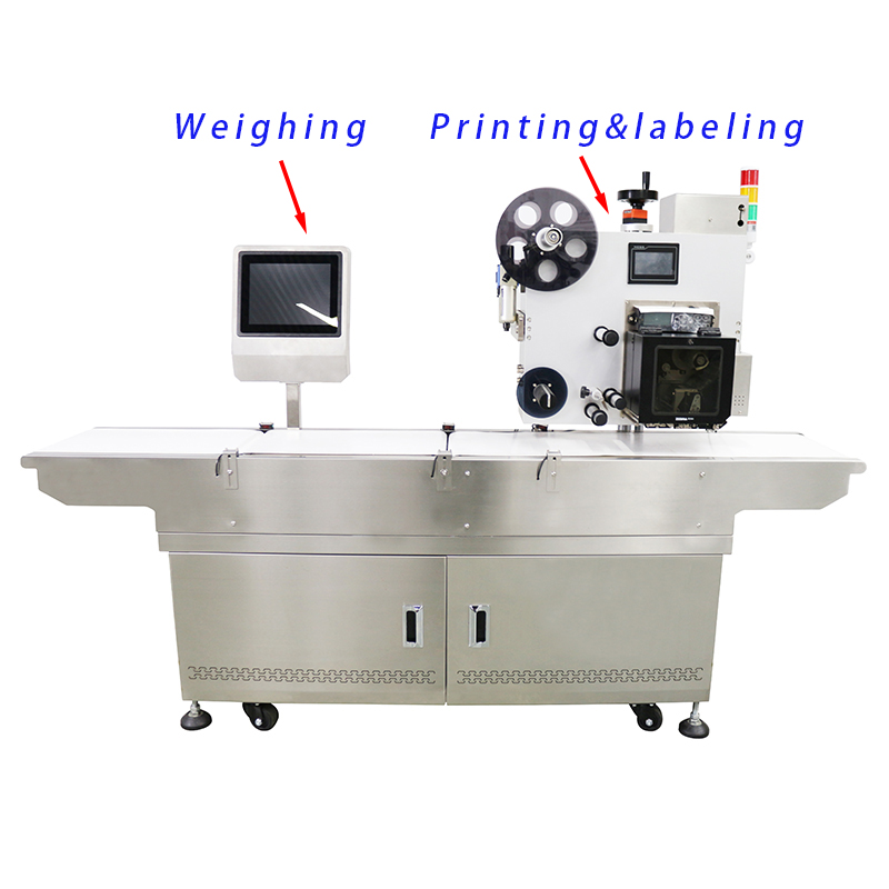 Video Outgoing-Inspection Wood Packaging Meat Processed Labeling Machine with Printer and Scale