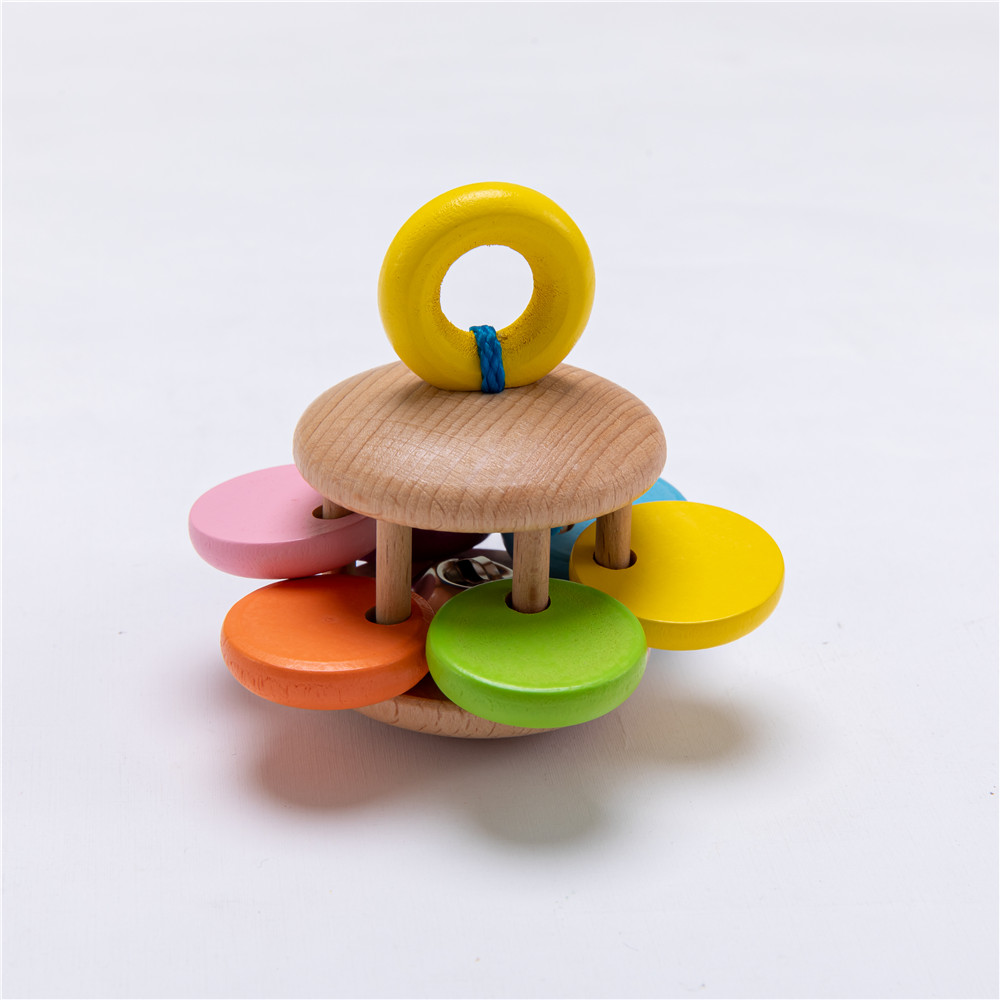 Rattle Soother 7.2cm Wooden Musical Toys Childrens Wooden Instruments
