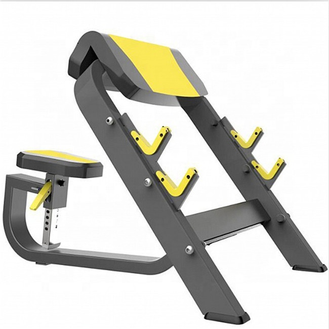 Freeman Commercial Gym Fitness Equipment Strong Steel Plate Bench Press Seated Preacher Curl Rack Fitness Exerciser Weight Bench