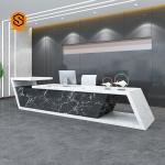 Semi Matt Solid Surface Reception Desk Joint Invisible Easily Repairable