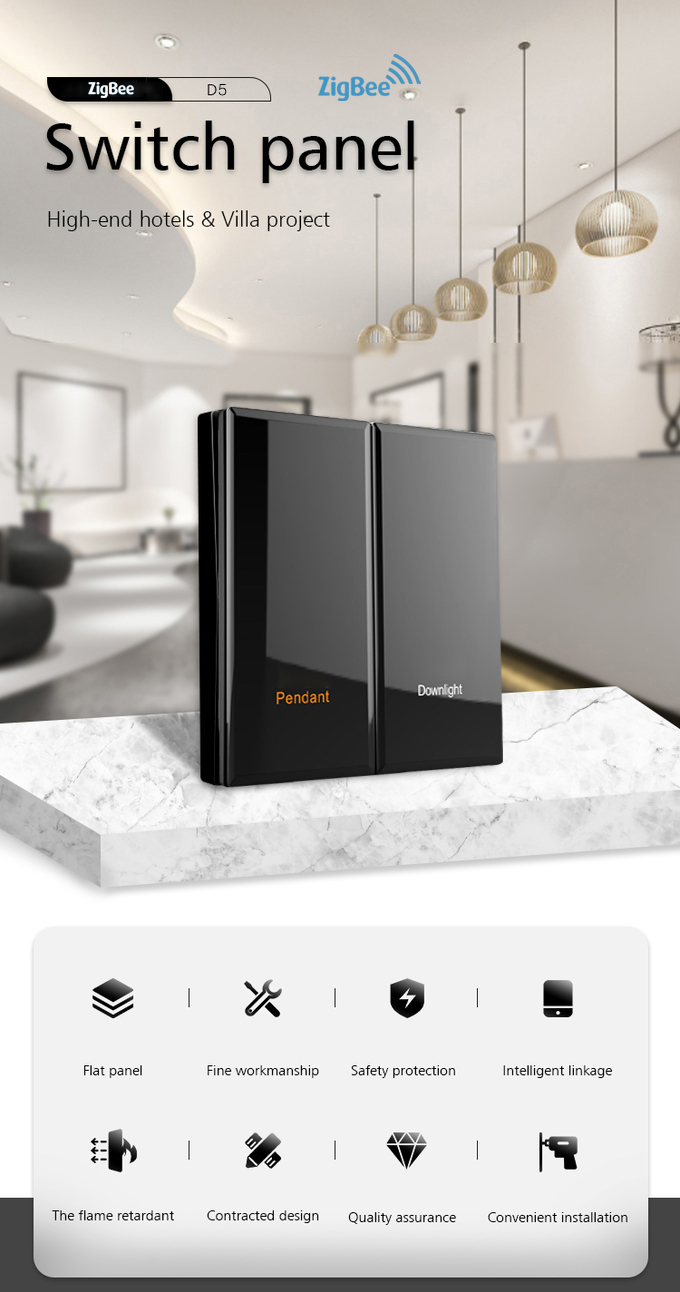 Wireless Smart Zigbee 3.0 Wall Switch Tuya Protocol Glass Cover Scene Switch