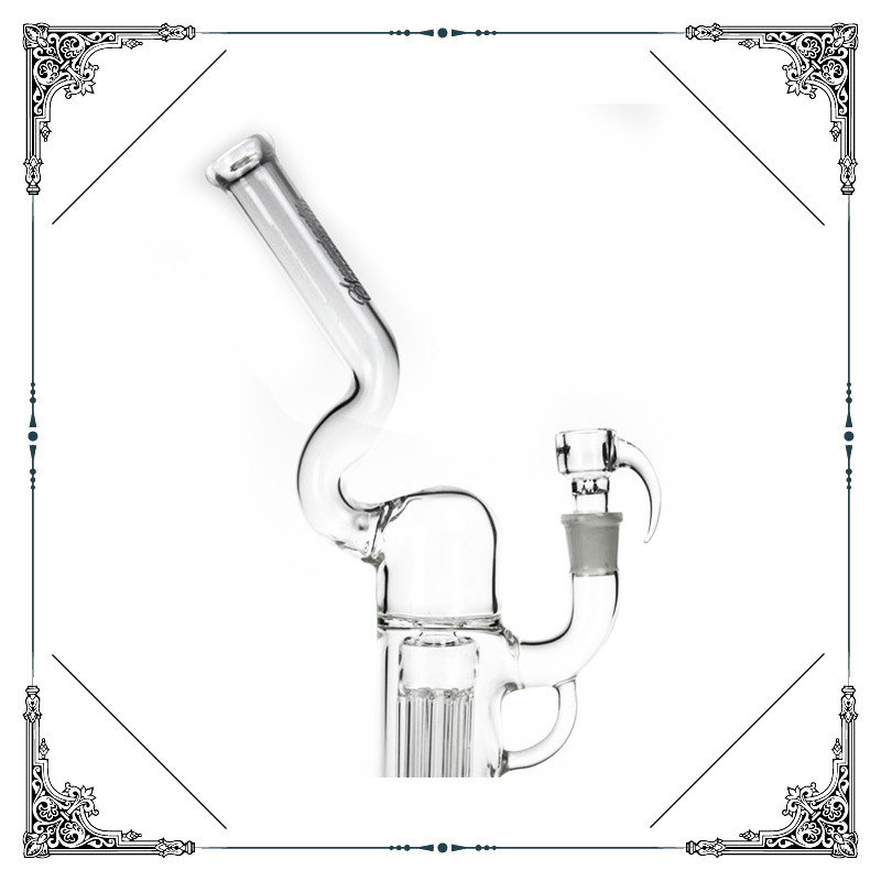 Reinforced 8 Arm Pillar Perc Glass Water Bubbler With Gridded Imperial Smoking Hookah