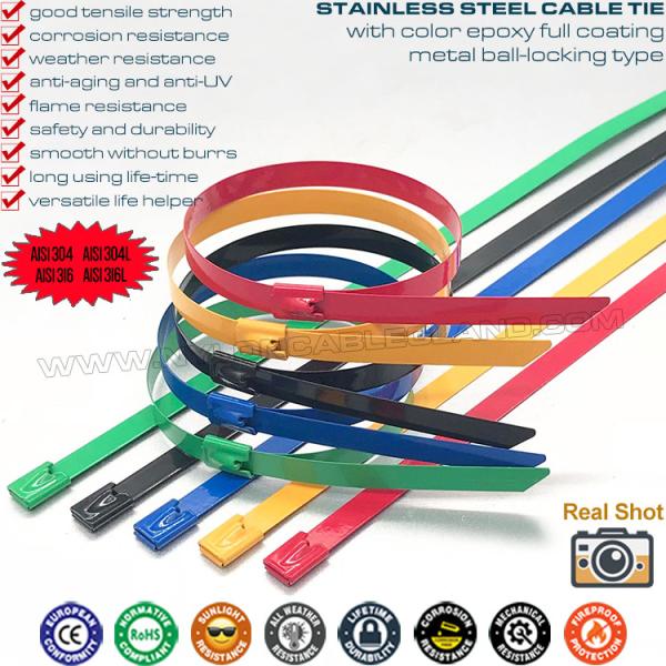 304/316 Stainless Steel Cable Tie Epoxy Polyester Fully Coated 500mm x 7.9,