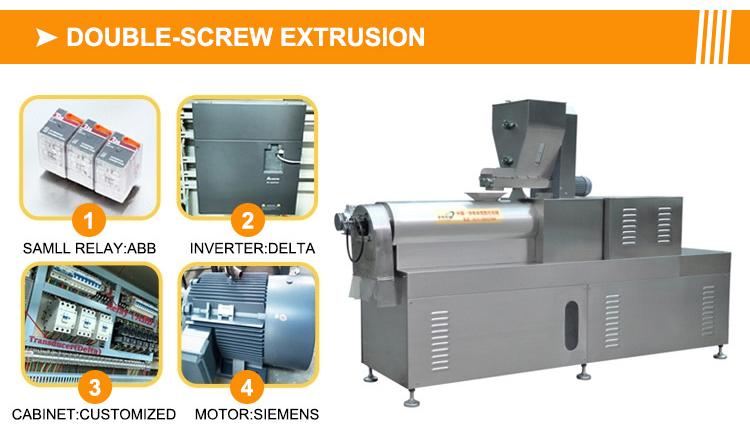 Double Screw Extruder Soya Chunks Protein Bar Sticks Production Line with 35kw Power