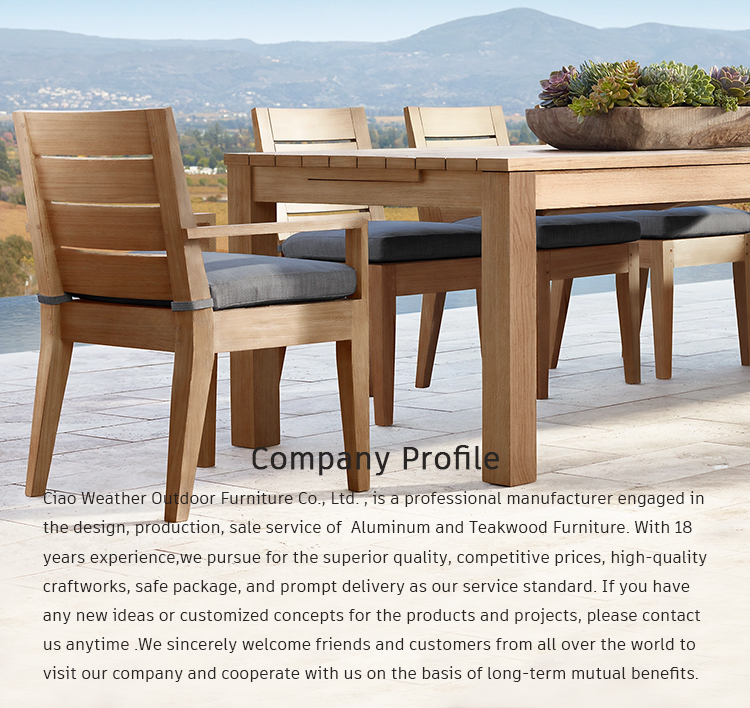Modern Luxury Teak Wooden Garden Furniture Outdoor Dining Chair for Hotel Competition
