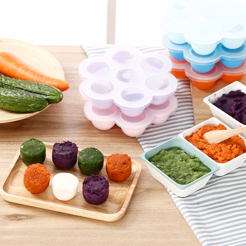 Cute Flower Shaped Food Grade High Quality Silicone Egg Bites Mold With Plastic Cap Silicone Ice Tray