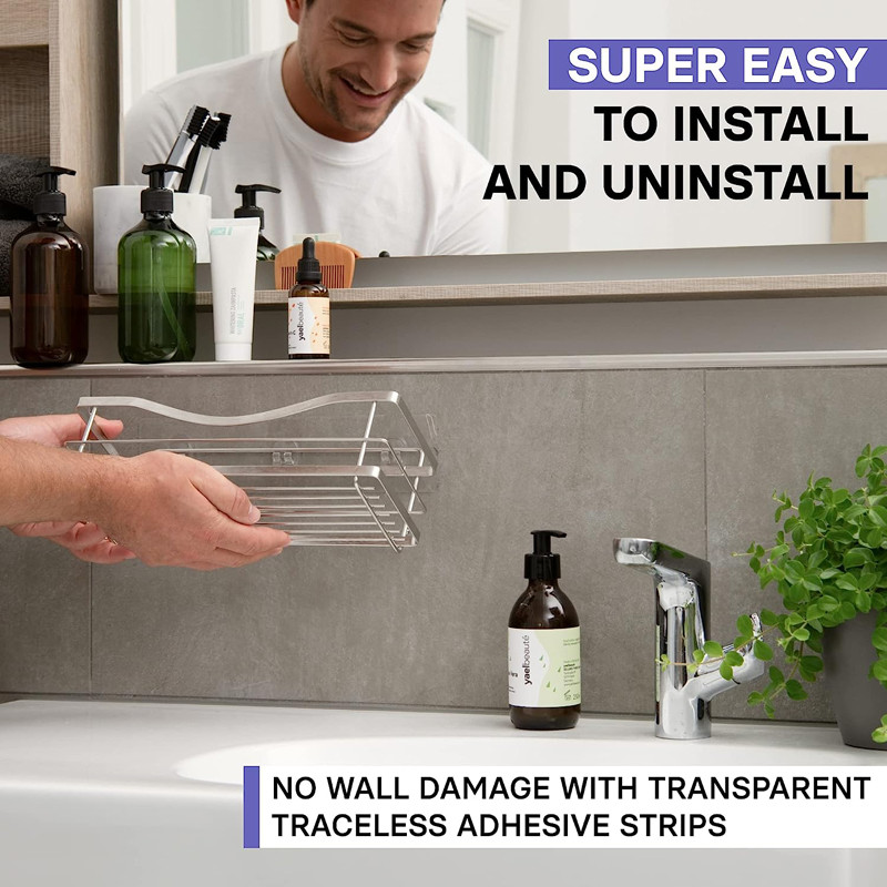 Super Easy Installation Sturdy Design Adhesive Shower Organizer for Kitchen and Bathroom