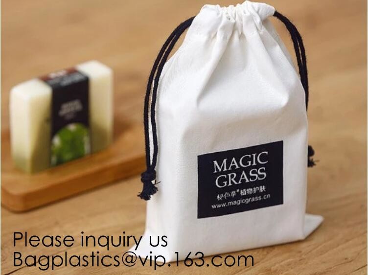 100% Cotton Canvas Favor Bag Pouch with Drawstring,Cotton Breathable Dust-Proof Drawstring Storage Pouch Multi-Functiona